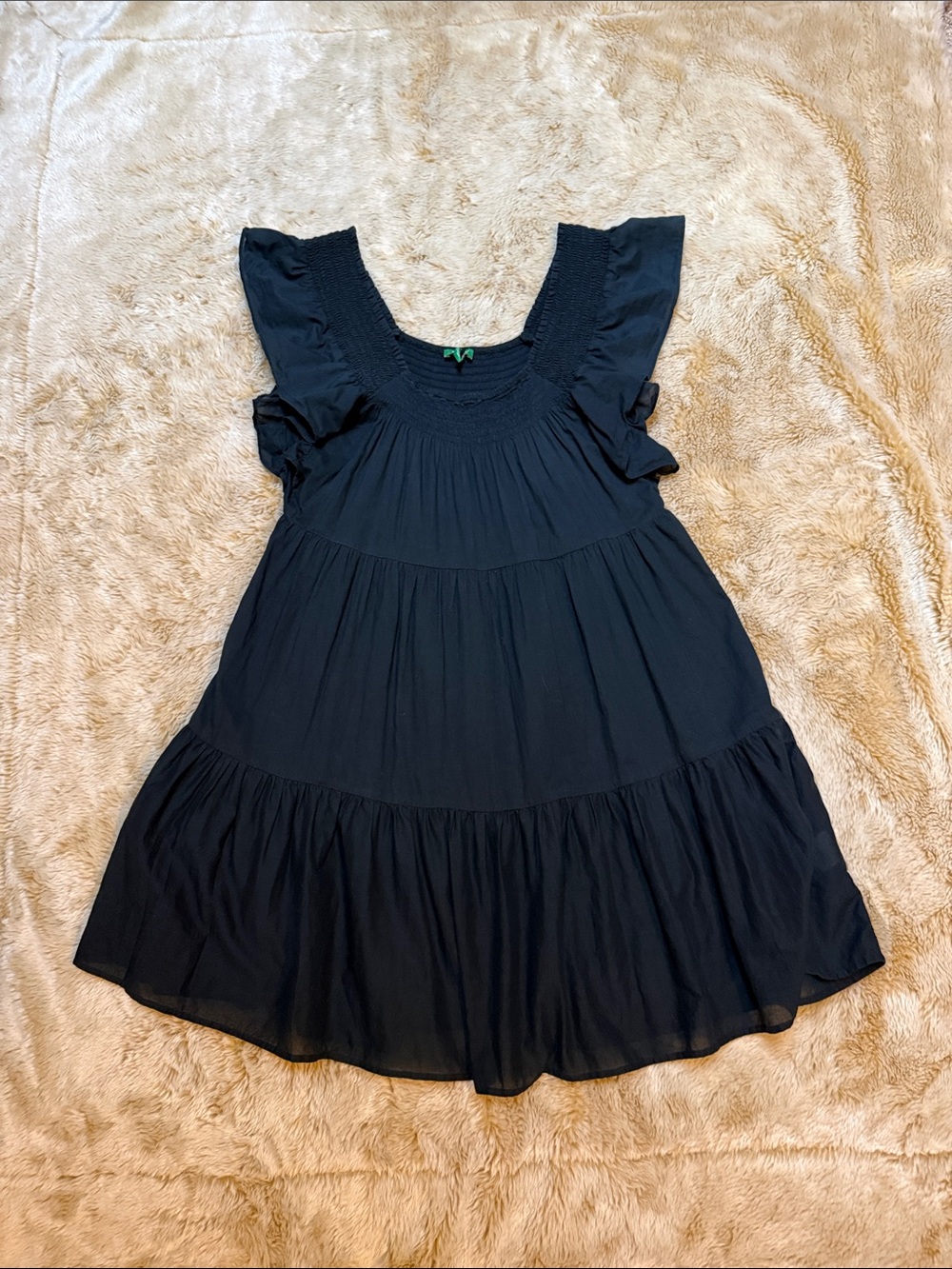 J. Crew Black Tiered Ruffle Swim Coverup Dress